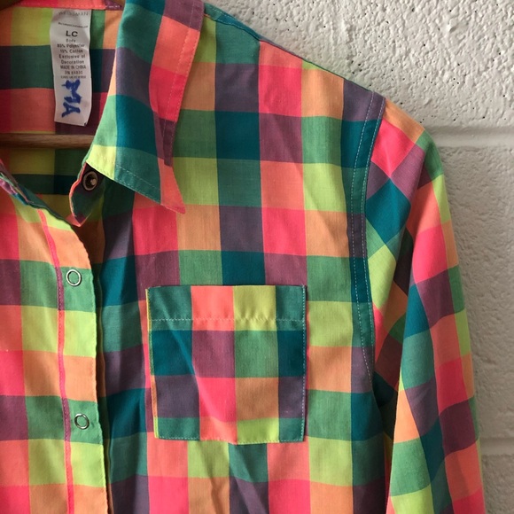 Weissman neon plaid button down sz: Large - Picture 2 of 5
